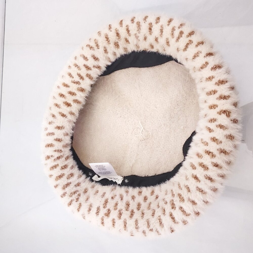 Anthropologie Textured Beret Hat French Motif One Size Adjustable Cream - Picture 6 of 7